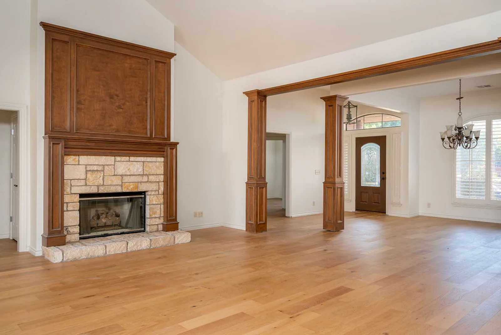 Interior painting — living room with fireplace